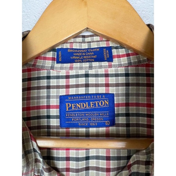 Pendleton Mens Large Brown Plaid Broadway Cloth Long Sleeve Button Down Shirt - Picture 4 of 6